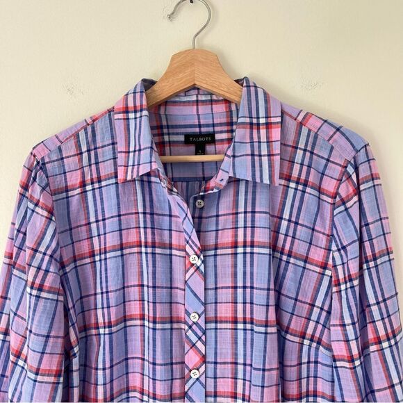 Talbots Plaid Button Down Shirt Long Sleeve Size Large - Picture 2 of 6